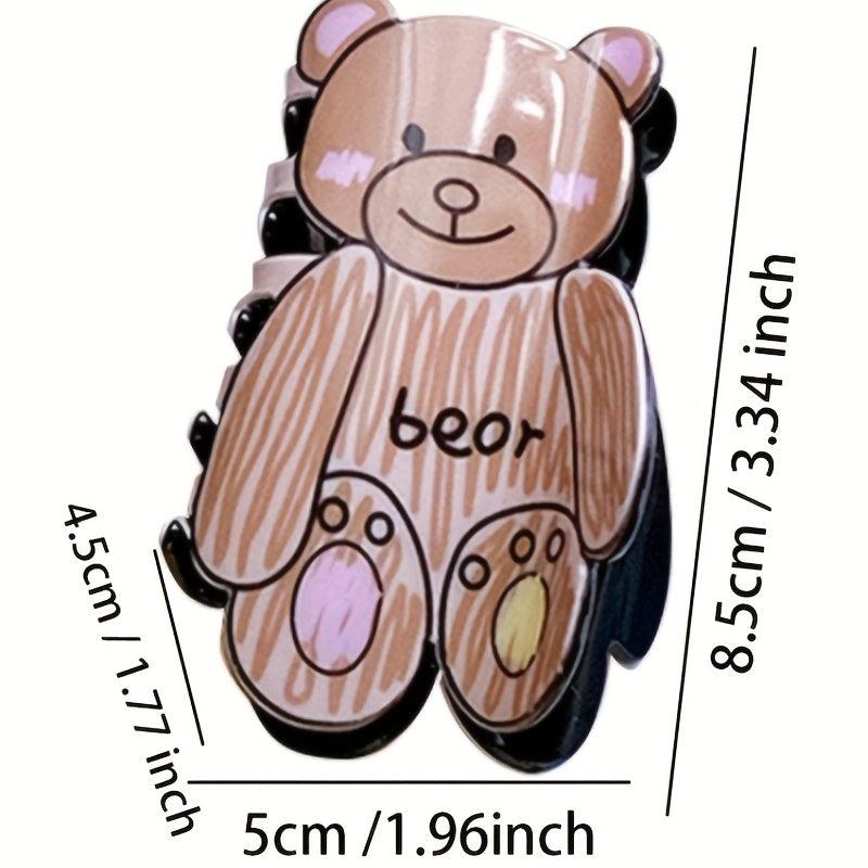 Cartoon Bear Decor Hair Claw Clip Acrylic Hair Claw Nonslip Ponytail Holder