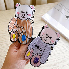 Cartoon Bear Decor Hair Claw Clip Acrylic Hair Claw Nonslip Ponytail Holder