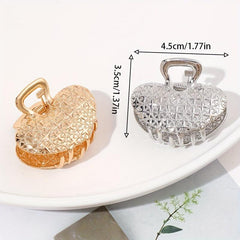 2pcs Heart Shaped Hair Claw Clip Alloy Ponytail Holder for Women Girls