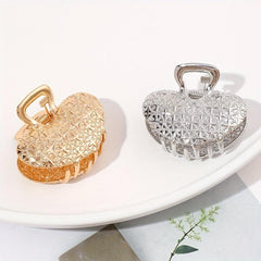 2pcs Heart Shaped Hair Claw Clip Alloy Ponytail Holder for Women Girls