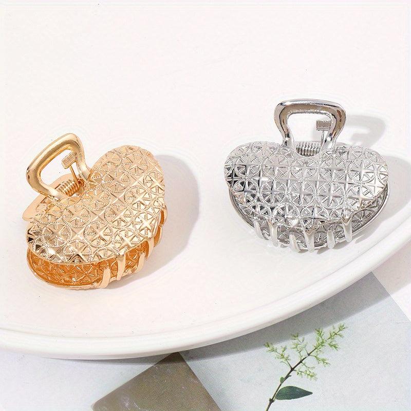 2pcs Heart Shaped Hair Claw Clip Alloy Ponytail Holder for Women Girls