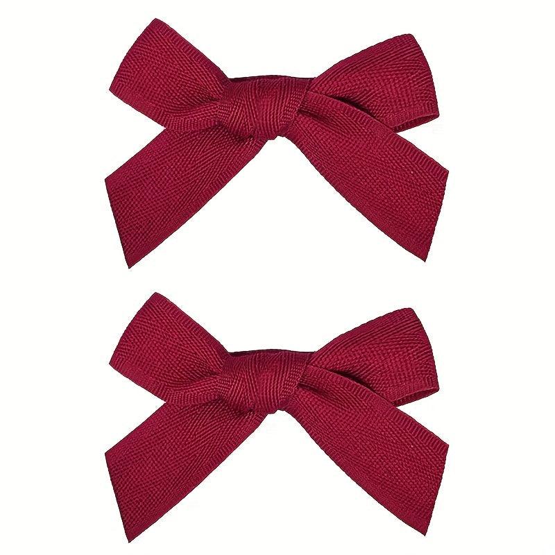 2pcs Red Wine Bowknot Hair Clip Sweet Hair Clip For Side Hair Bang Braids