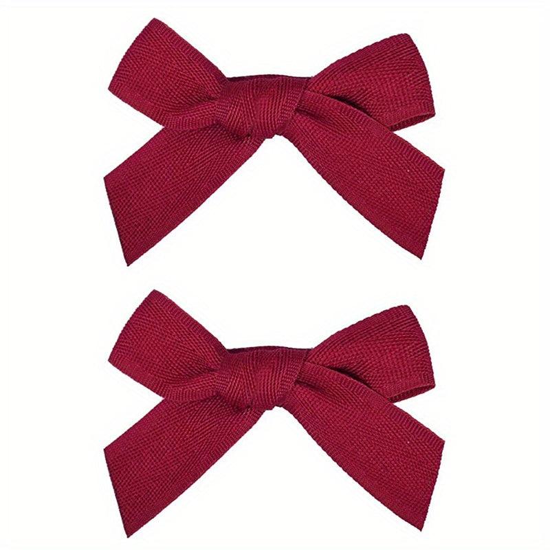 2pcs Red Wine Bowknot Hair Clip Sweet Hair Clip For Side Hair Bang Braids