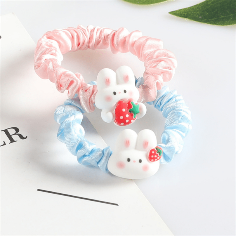 Bunny Rabbit Ruched Hair Ties Scrunchies Cartoon Hair Accessories
