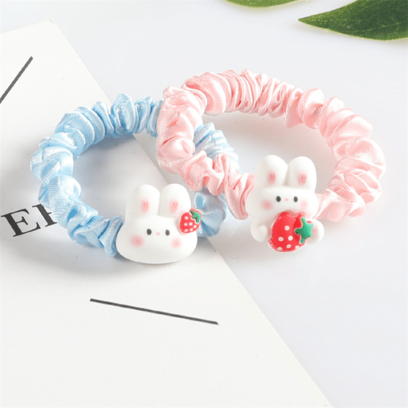 Bunny Rabbit Ruched Hair Ties Scrunchies Cartoon Hair Accessories