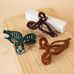 3pcs Glossy Hair Claw Bowknot Shape Shark Claw Hair Clip Hair Accessories