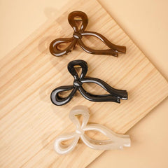 3pcs Glossy Hair Claw Bowknot Shape Shark Claw Hair Clip Hair Accessories
