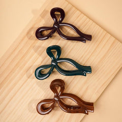 3pcs Glossy Hair Claw Bowknot Shape Shark Claw Hair Clip Hair Accessories