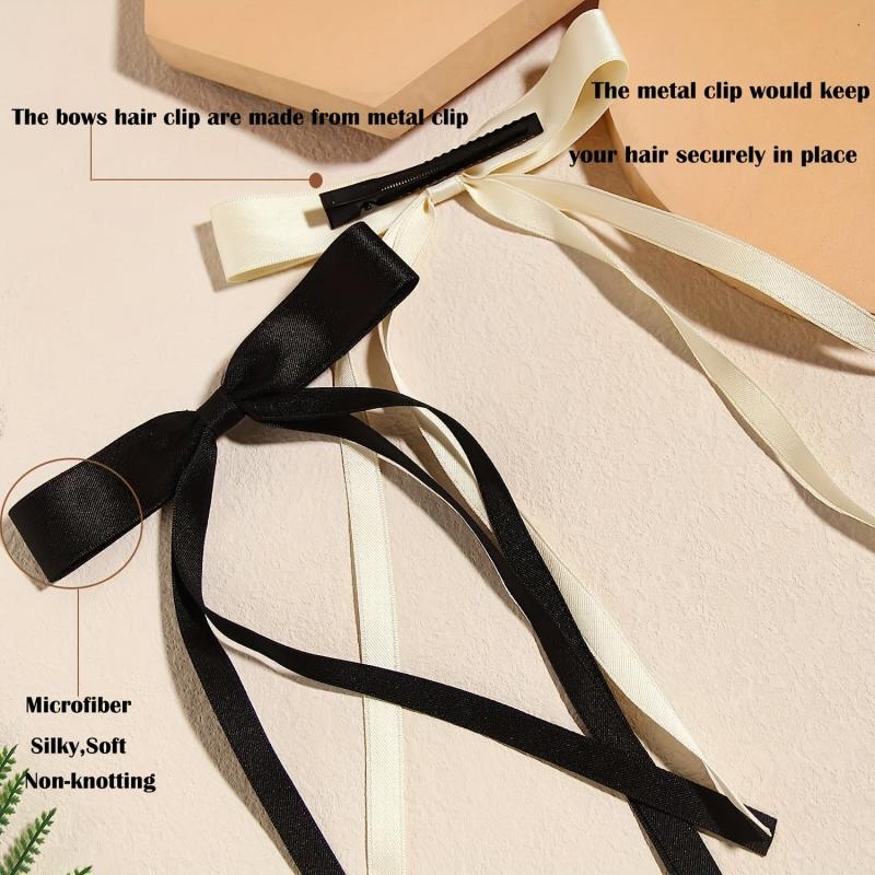 4pcs Ribbon Bow Hair Clip Sweet Duck Billed Clip
