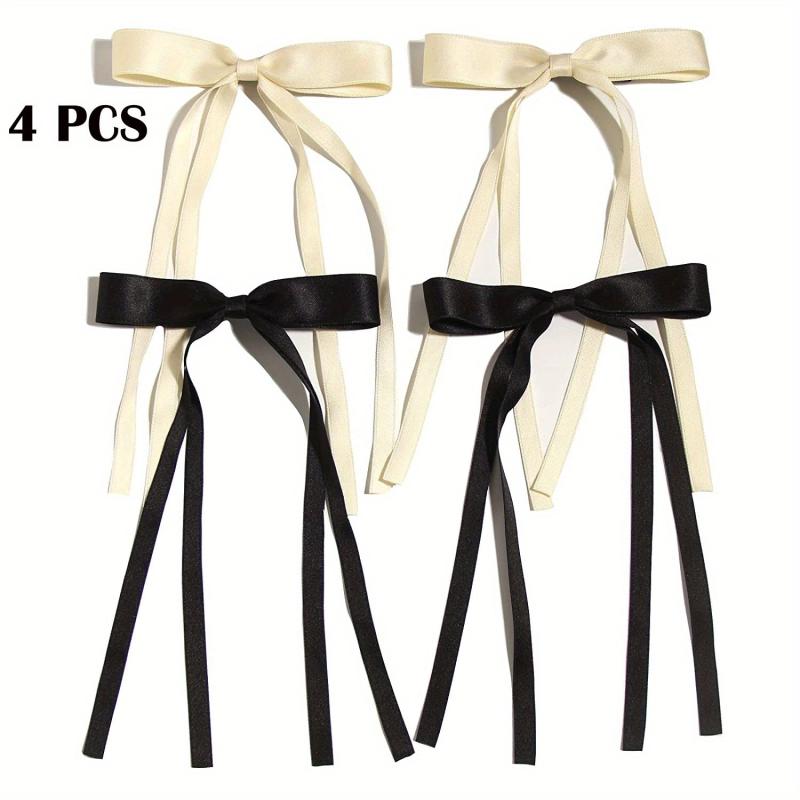 4pcs Ribbon Bow Hair Clip Sweet Duck Billed Clip
