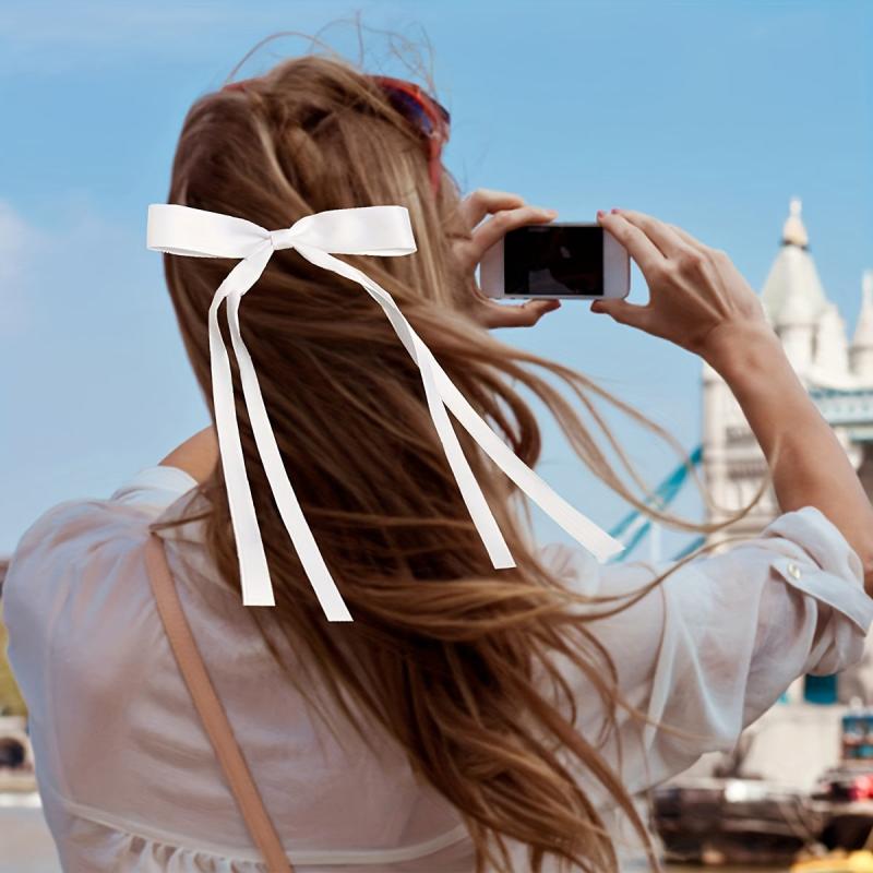 4pcs Ribbon Bow Hair Clip Sweet Duck Billed Clip