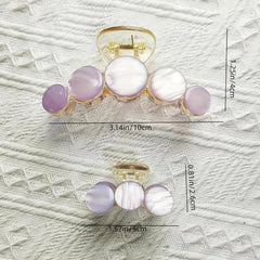 2pcs Sweet Purple Hair Claw Nonslip Shark Claw Style Hair Claw For Women Girls