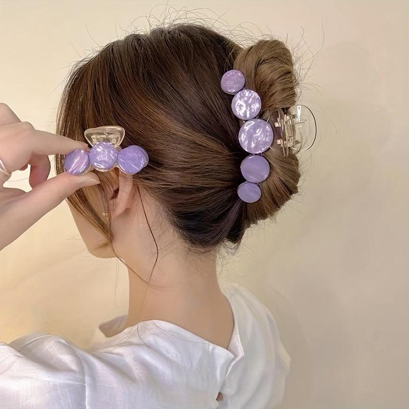 2pcs Sweet Purple Hair Claw Nonslip Shark Claw Style Hair Claw For Women Girls
