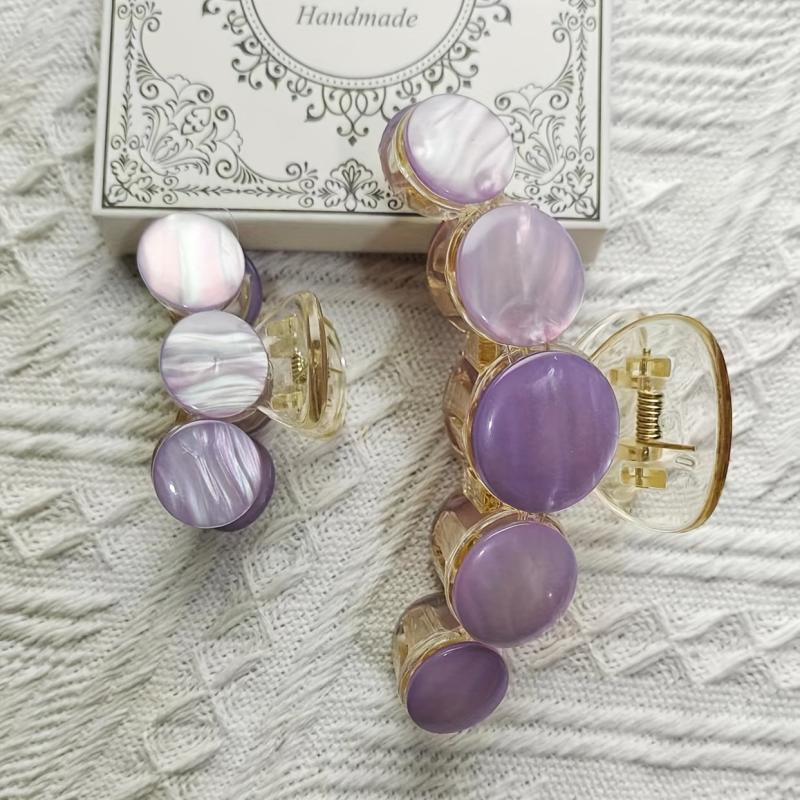 2pcs Sweet Purple Hair Claw Nonslip Shark Claw Style Hair Claw For Women Girls