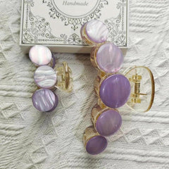 2pcs Sweet Purple Hair Claw Nonslip Shark Claw Style Hair Claw For Women Girls