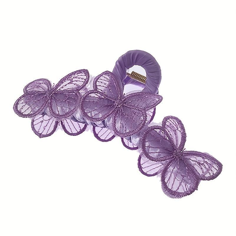 Butterfly Decor Hair Claw Nonslip Ponytail Holder