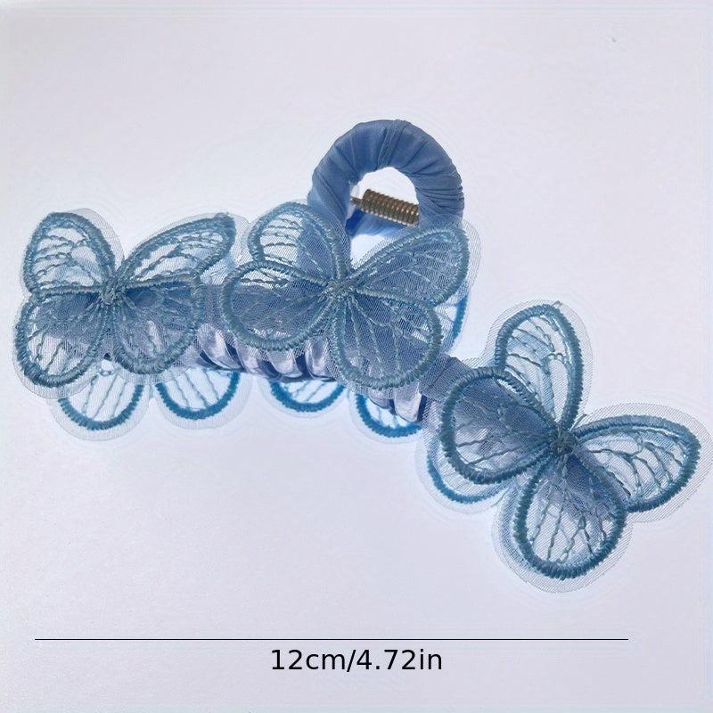 Butterfly Decor Hair Claw Nonslip Ponytail Holder