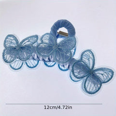 Butterfly Decor Hair Claw Nonslip Ponytail Holder