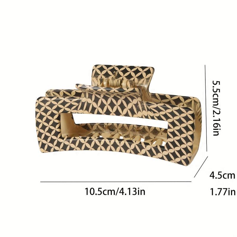 Leopard Pattern Hair Claw Clip Rectangle Shaped Nonslip Ponytail Holder