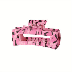 Leopard Pattern Hair Claw Clip Rectangle Shaped Nonslip Ponytail Holder