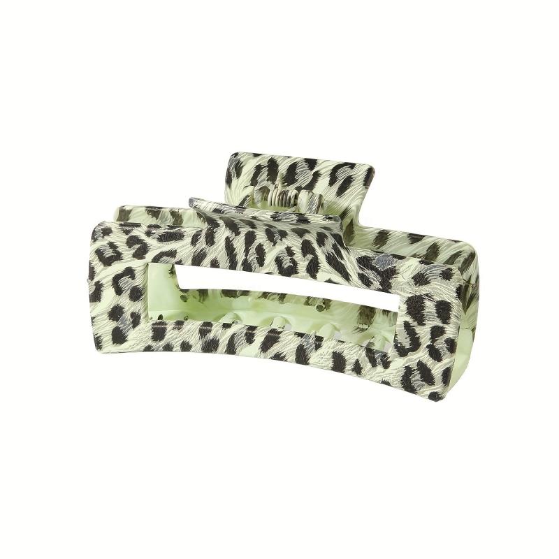 Leopard Pattern Hair Claw Clip Rectangle Shaped Nonslip Ponytail Holder