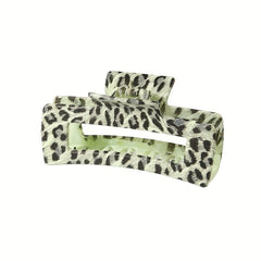 Leopard Pattern Hair Claw Clip Rectangle Shaped Nonslip Ponytail Holder