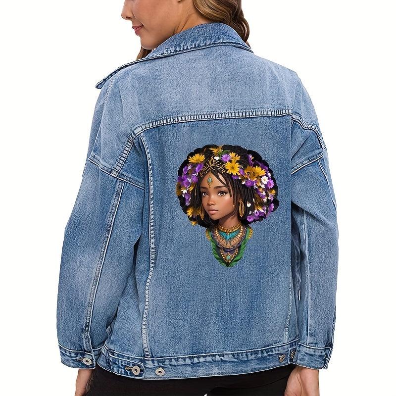 Dark Women Iron On Stickers Heat Transfer Patches DIY Accessories