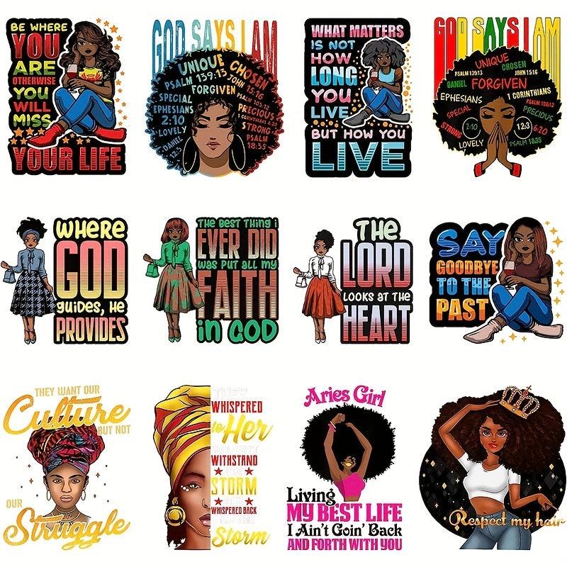 12pcs God Says I Am Iron On Bible Verse Iron On Patches Girls DIY Heat Transfer