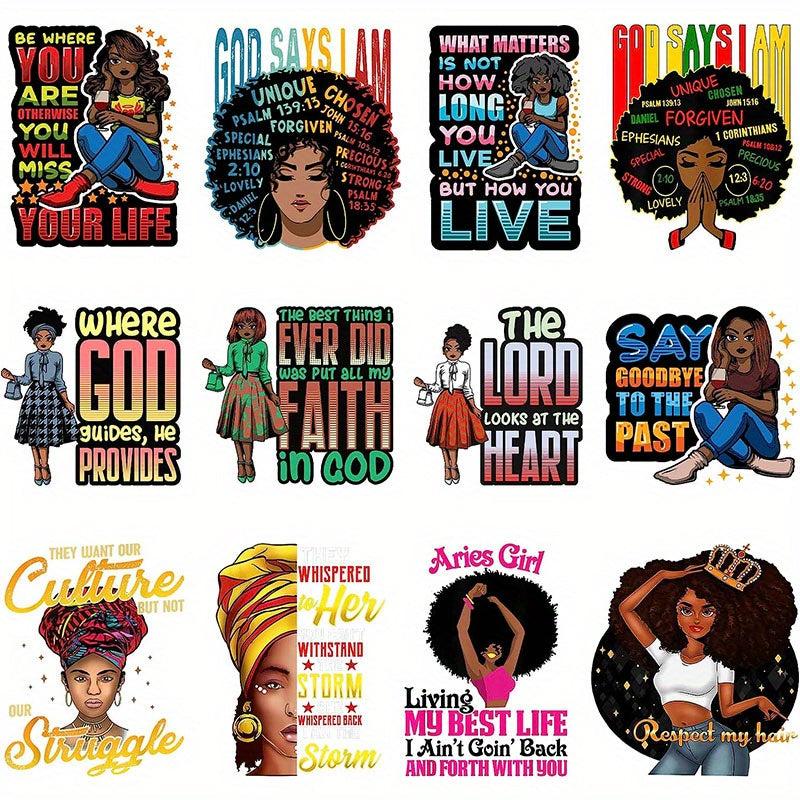 12pcs God Says I Am Iron On Bible Verse Iron On Patches Girls DIY Heat Transfer