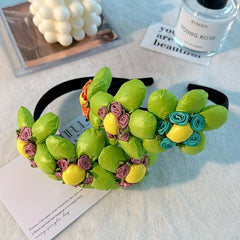 Green Flower Headband Soft Hair Accessories for Women Girls