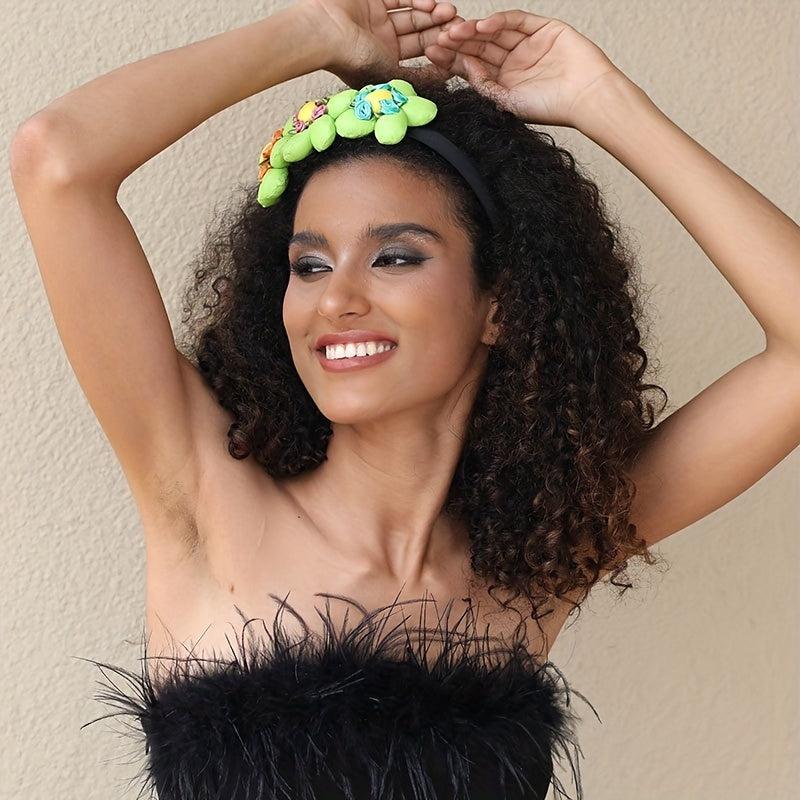 Green Flower Headband Soft Hair Accessories for Women Girls