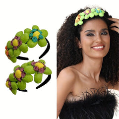 Green Flower Headband Soft Hair Accessories for Women Girls