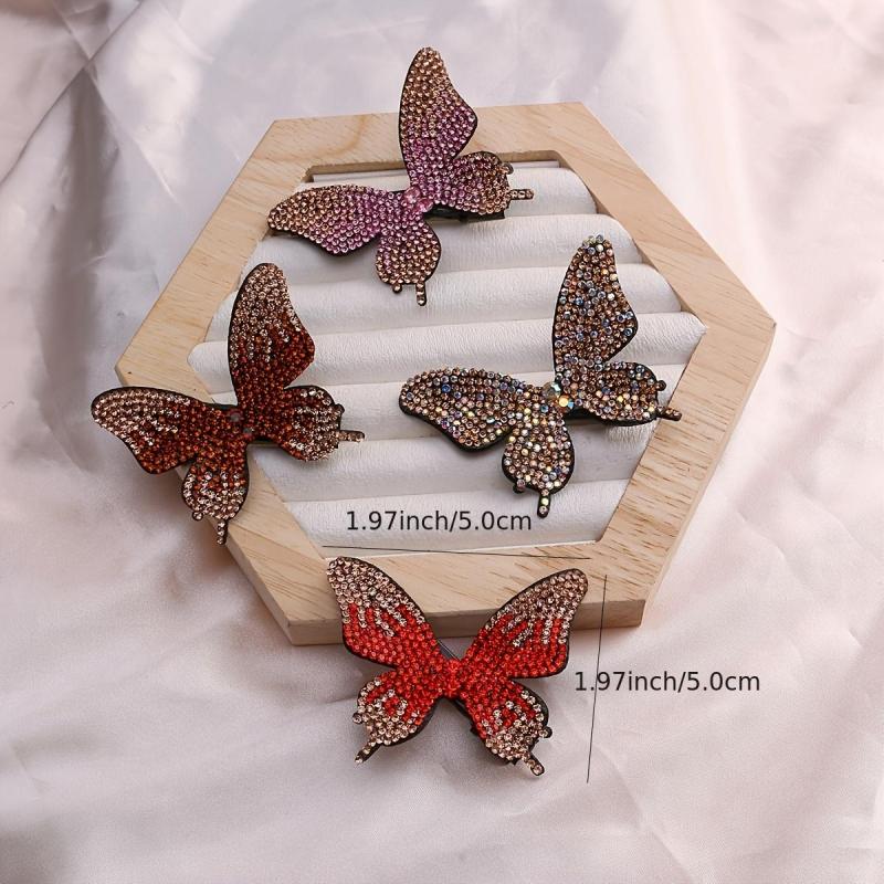 Rhinestone Butterfly Hair Clips Vintage Barrette Prom Accessories