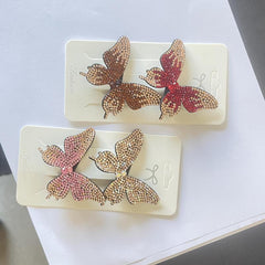 Rhinestone Butterfly Hair Clips Vintage Barrette Prom Accessories