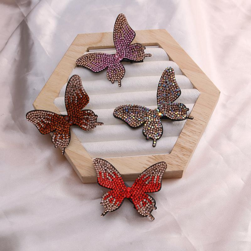 Rhinestone Butterfly Hair Clips Vintage Barrette Prom Accessories