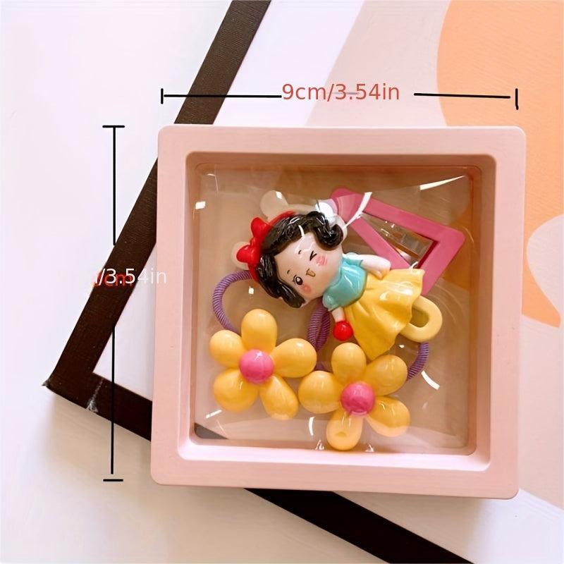 Baby Girls Hair Accessories Set - Flower Hair Tie & Princess Hair Clip