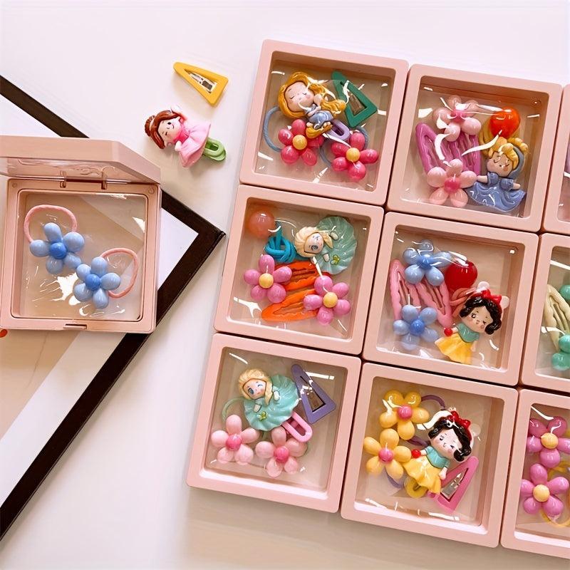 Baby Girls Hair Accessories Set - Flower Hair Tie & Princess Hair Clip