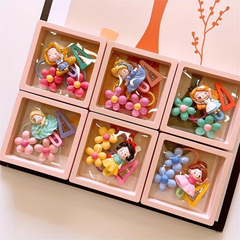 Baby Girls Hair Accessories Set - Flower Hair Tie & Princess Hair Clip