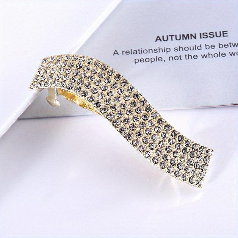 Rhinestone & Pearl Hair Clip French Barrette Accessory