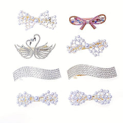 Rhinestone & Pearl Hair Clip French Barrette Accessory
