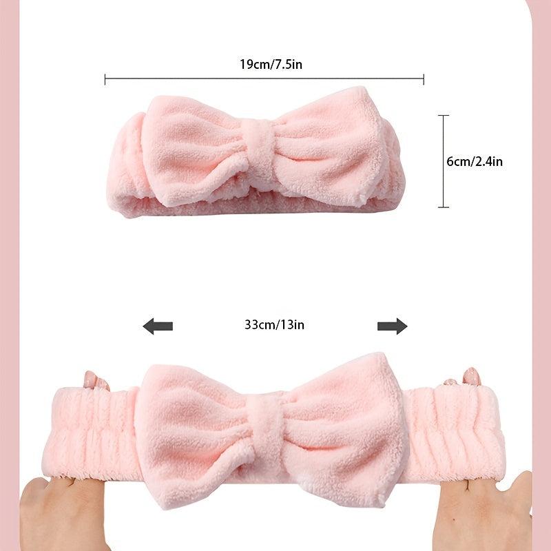 Coral Fleece Bowtie Headband Makeup Spa Yoga Shower Hair Band