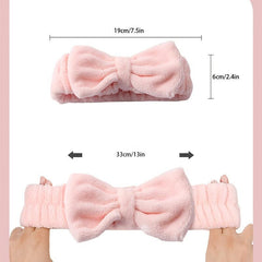 Coral Fleece Bowtie Headband Makeup Spa Yoga Shower Hair Band