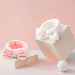 Coral Fleece Bowtie Headband Makeup Spa Yoga Shower Hair Band