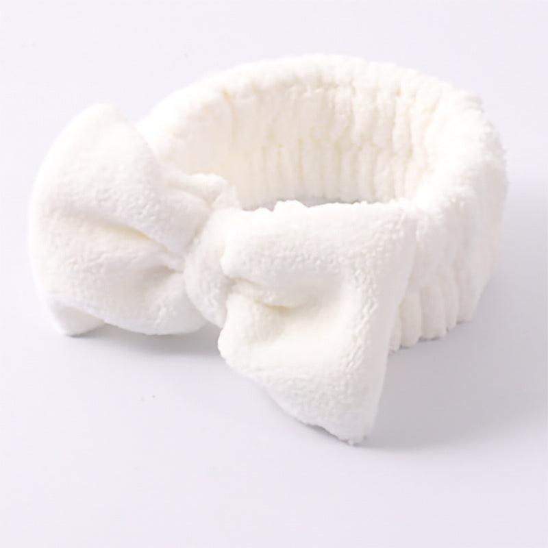 Coral Fleece Bowtie Headband Makeup Spa Yoga Shower Hair Band