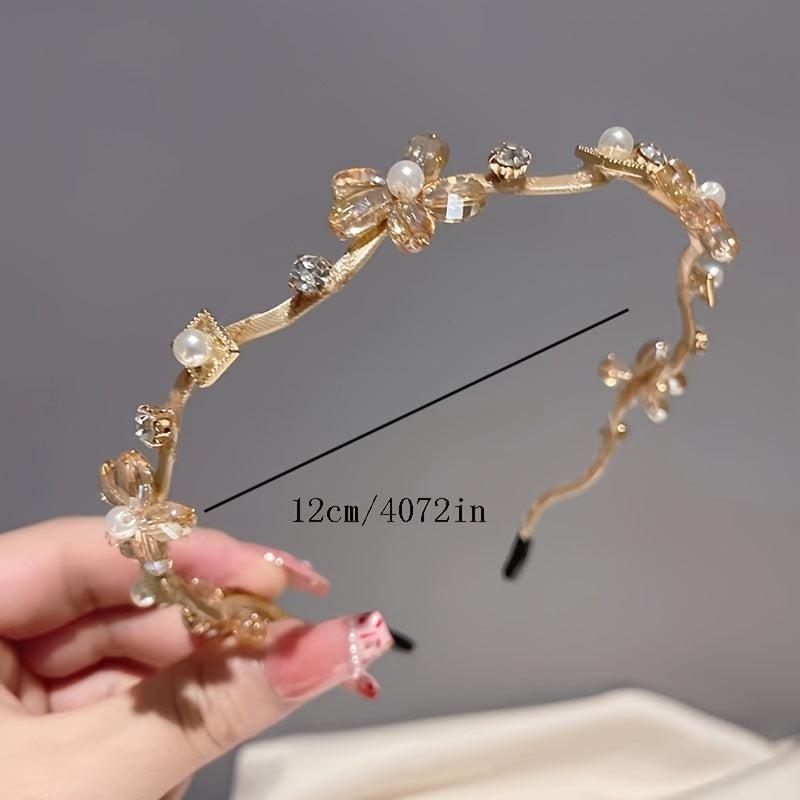 Crystal Flower Hairband Rhinestone Head Hoop Women's Headwear