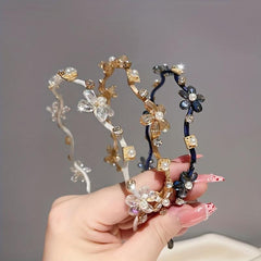 Crystal Flower Hairband Rhinestone Head Hoop Women's Headwear