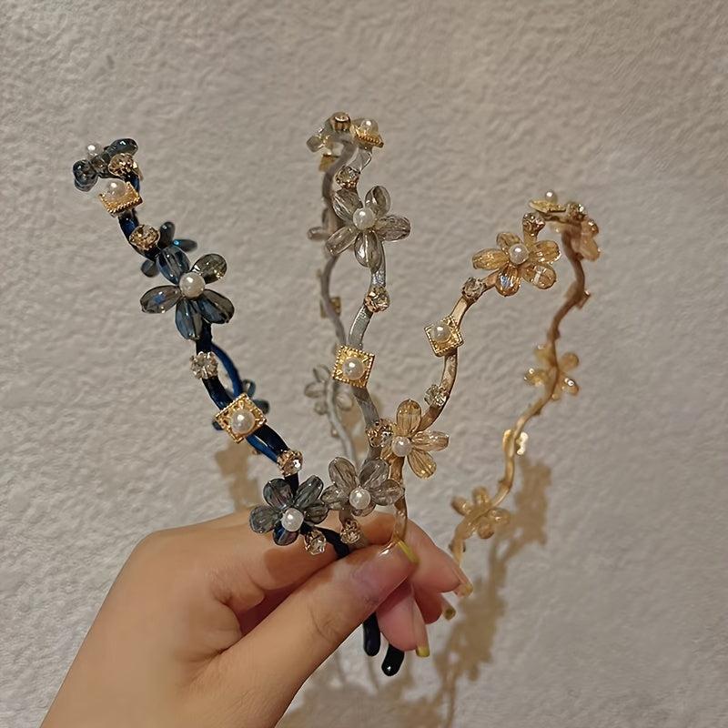 Crystal Flower Hairband Rhinestone Head Hoop Women's Headwear