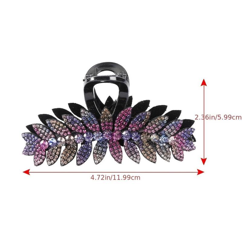 Crystal Leaf Hair Clips Vintage Rhinestone Barrette Jaw Clamp Hair Claws