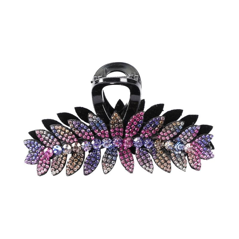 Crystal Leaf Hair Clips Vintage Rhinestone Barrette Jaw Clamp Hair Claws