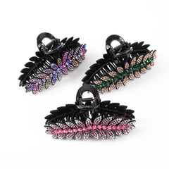 Crystal Leaf Hair Clips Vintage Rhinestone Barrette Jaw Clamp Hair Claws